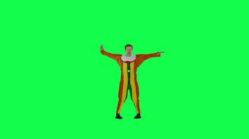 3d cartoon clown dancing samba front angle chroma key video