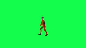 3d Chroma key clown walking drunk right angle green screen video