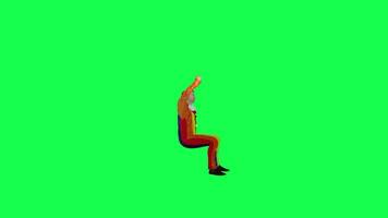 3d animated clown sitting yelling isolated left angle chroma key video