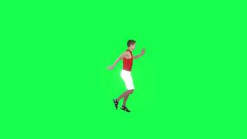 3d attrayant homme dansant professionnellement, vert écran la gauche angle video