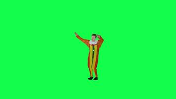 3d green screen animated clown dancing right angle chroma key video