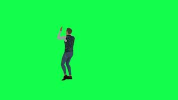 3d Injured fashion man running green screen right angle video