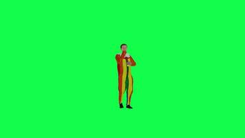 3d Chroma key clown singing in the park left angle green screen video