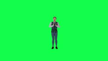 3d stylish man worshiping God front angle green screen video