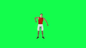 3d Hot man dancing at party green screen front angle video