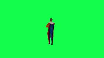 3d Chroma key clown singing in the park right angle green screen video