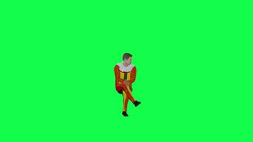 3d clown sitting talking front angle chroma key green screen video