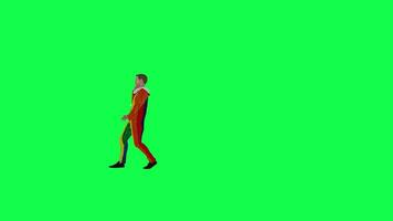 3d clown walking while talking on the phone right angle chroma key video