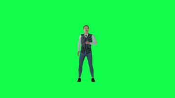 3d handsome man drinking alcohol front angle green screen video