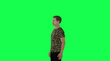 3d handsome man talking isolated right angle green screen video