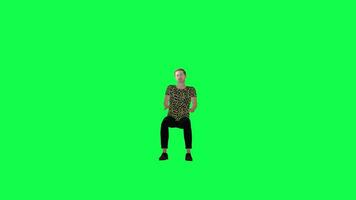 3d player man sitting angry front angle green screen video