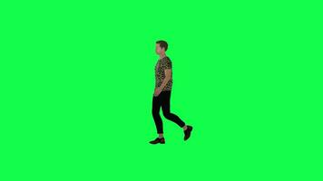 3d fashion man walking in the street right angle green screen video