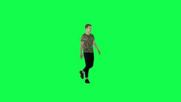 3d fashion man walking in the street left angle green screen video