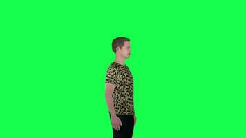 3d handsome man talking isolated left angle green screen video