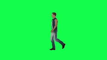 3d biker man walking on the street isolated green screen right angle video