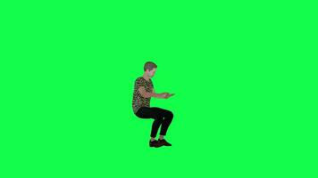 3d artista homem jogando piano isolado esquerda ângulo verde tela video
