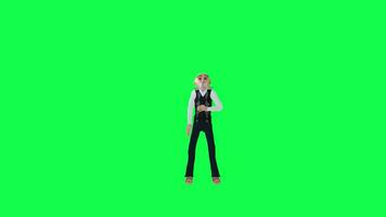 Green screen old man drinking water, front angle chroma key video