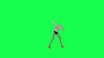 torcendo e dançando velho homem, frente ângulo croma chave verde tela video