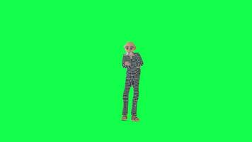 Green screen old man in pajamas waiting angry, front angle chroma key video