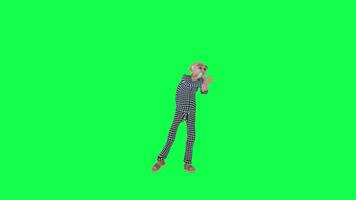 Green screen tall bald man fishing front angle chroma key video