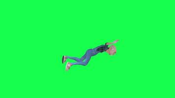 Old worker man falling moment, left angle green screen chroma key video