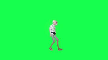 verde tela velho turista homem pausa dançando croma chave esquerda ângulo video
