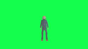 Green screen old man protesting something, back angle chroma key video