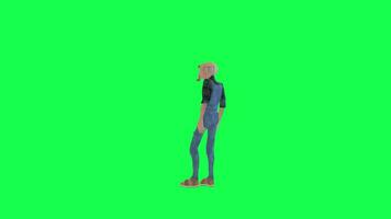 Old worker man happy moment, back angle green screen chroma key video