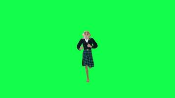 Old man in local clothes running fast, front angle green screen video