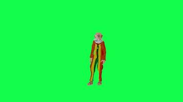 3d old funny clown posing for photo shoot, front angle chroma key green screen video