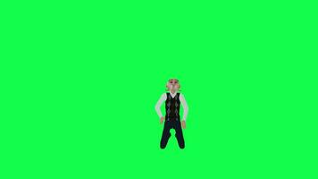 Green screen old bald man begging for help, front angle chroma key video