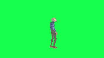 Green screen old tall man protesting, back angle chroma key video