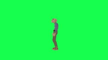 Green screen old tall man protesting, right angle chroma key video