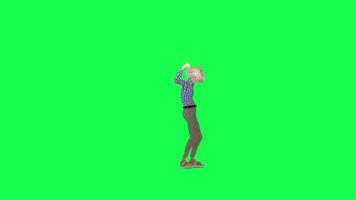 3d old tall man victory moment left angle green screen video