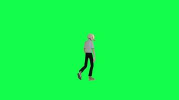 Green screen old tall man walking chroma key, back angle video