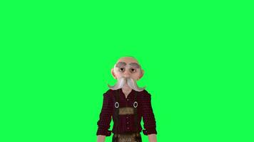 Green screen old farmer man giving advice, front angle chroma key video