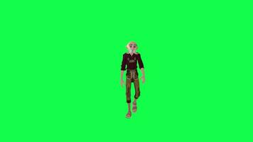 Green screen old farmer man walking, front angle chroma key video