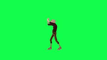 Dancing Tut hip-hop old tall man isolated, front angle green screen video