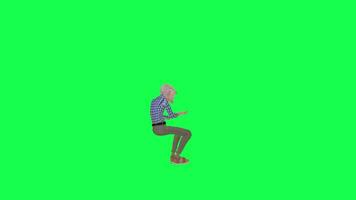 Green screen old artist playing piano, isolated back angle chroma key video