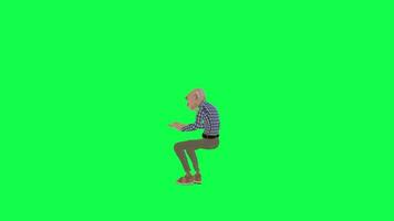 Green screen old artist playing piano, isolated left angle chroma key video