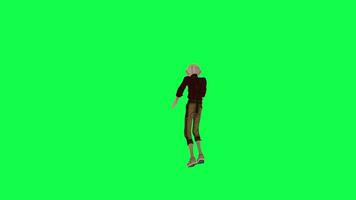 Green screen bald old man dancing samba, front angle chroma key video