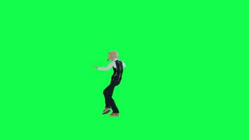 Green screen rich old man dancing in the party chroma key, back angle video