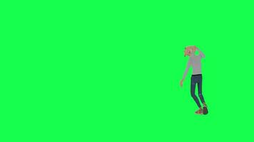 Victory moment of old tall man, right angle chroma key green screen video