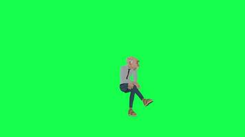 Green screen bald old man sitting talking front angle chroma key video