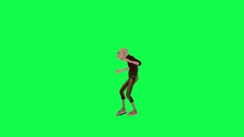 Old farmer man dancing in Thanksgiving party right angle green screen video