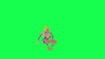 plein tatoué chaud blond femme Pause dansant la gauche angle isolé vert écran video
