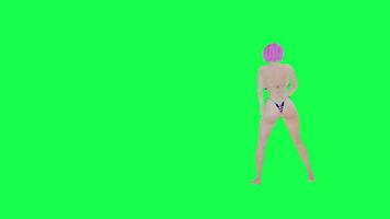 heet vrouw in Engeland vlag bikini dansen robot heup hop Rechtsaf hoek geïsoleerd video