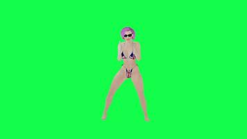 Pink haired woman in england flag bikini dancing and cheering isolated right video