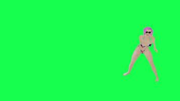 Attractive pink haired woman in England flag bikini dancing capoeira left angle video