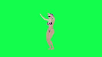 chaud femme dans Angleterre drapeau bikini dansant professionnel hanche saut de face angle video